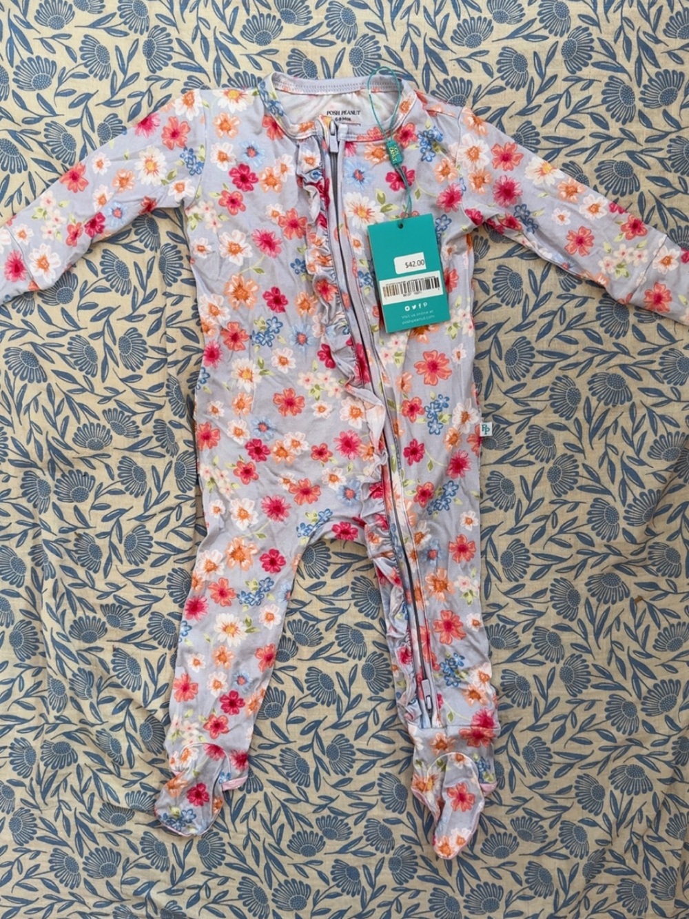Posh Peanut Floral Footed One-Piece Pajamas 6-9m